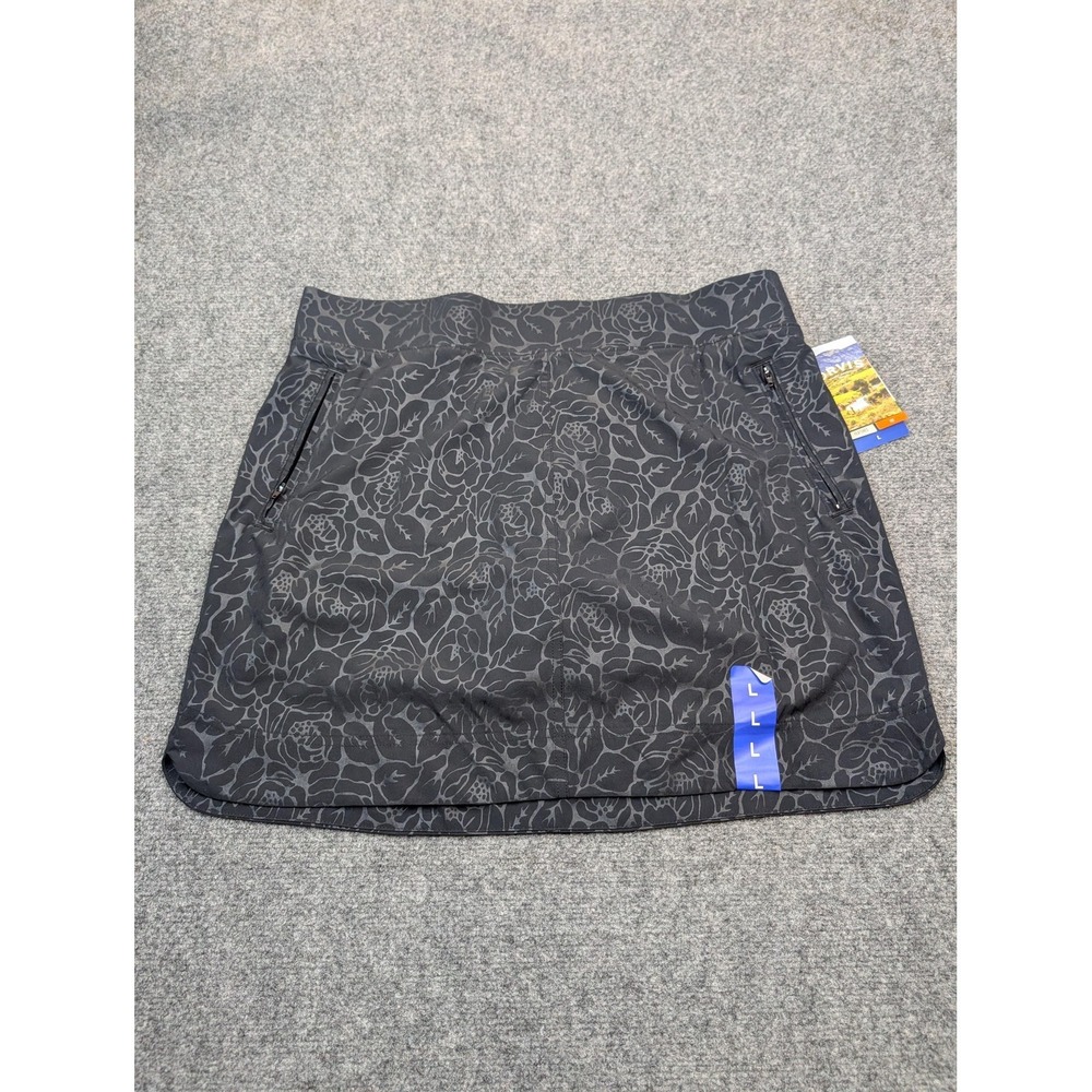 Orvis Travel Skort Womens Large Black Rose Floral Pull On Hiking Walking Travel‎
